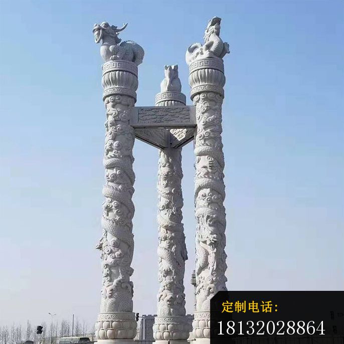 汉白玉12生肖石柱广场景观石雕 (2)_686*686