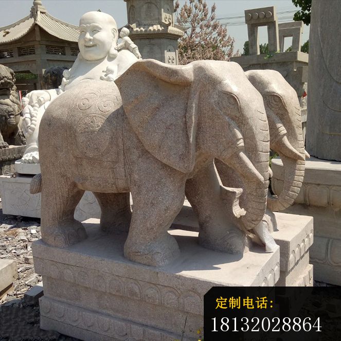 晚霞红大象石雕招财石雕大象 (1)_663*663