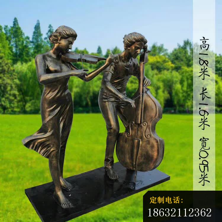拉大提琴的西方人物铜雕_750*750