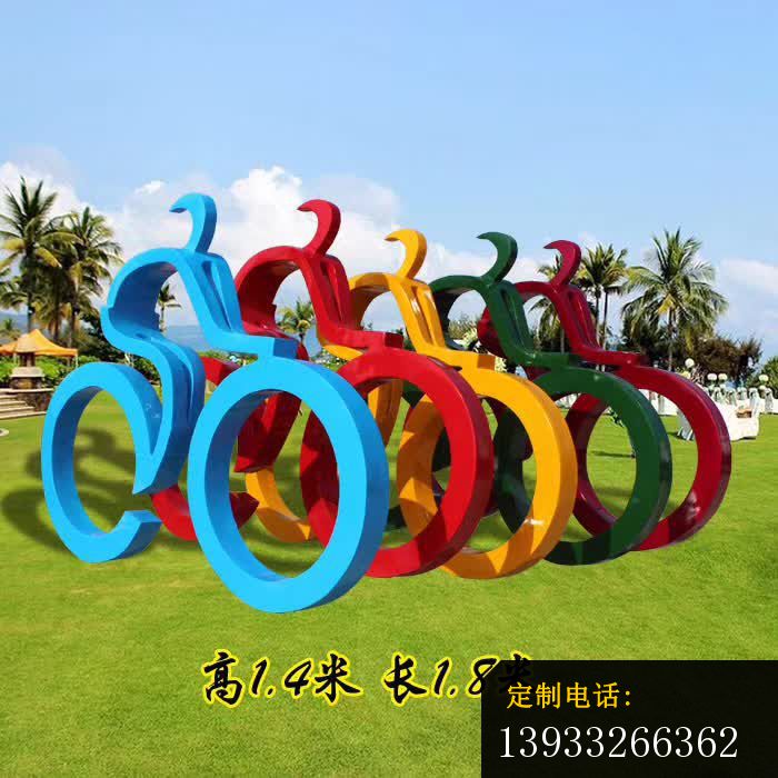 不锈钢抽象骑单车雕塑_700*700