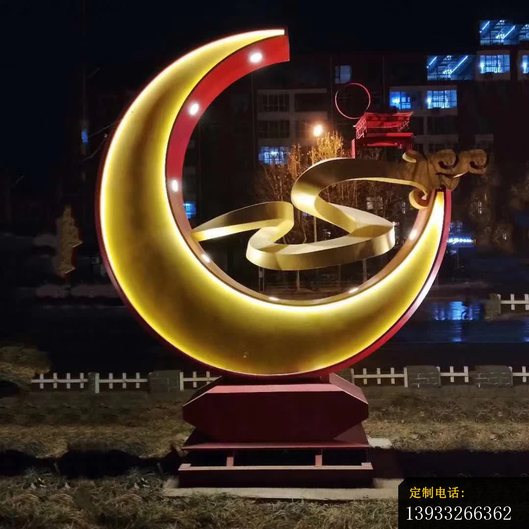 不锈钢抽象发光月亮雕塑_1080*1080