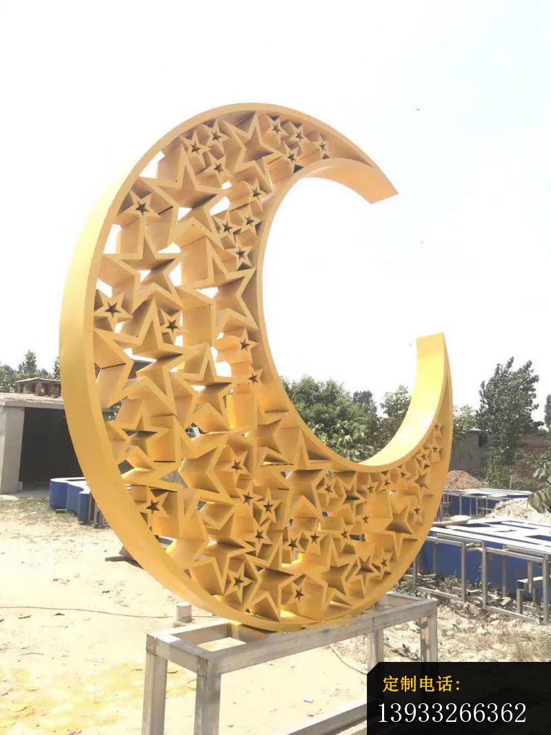 不锈钢广场五星月亮雕塑_799*1066