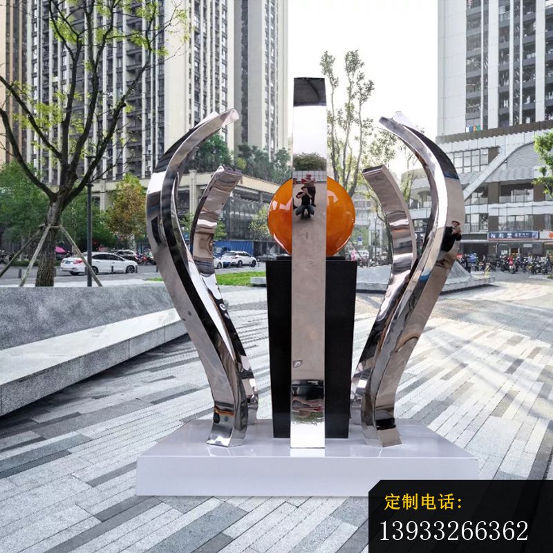 不锈钢镜面几何抽象雕塑 _800*800