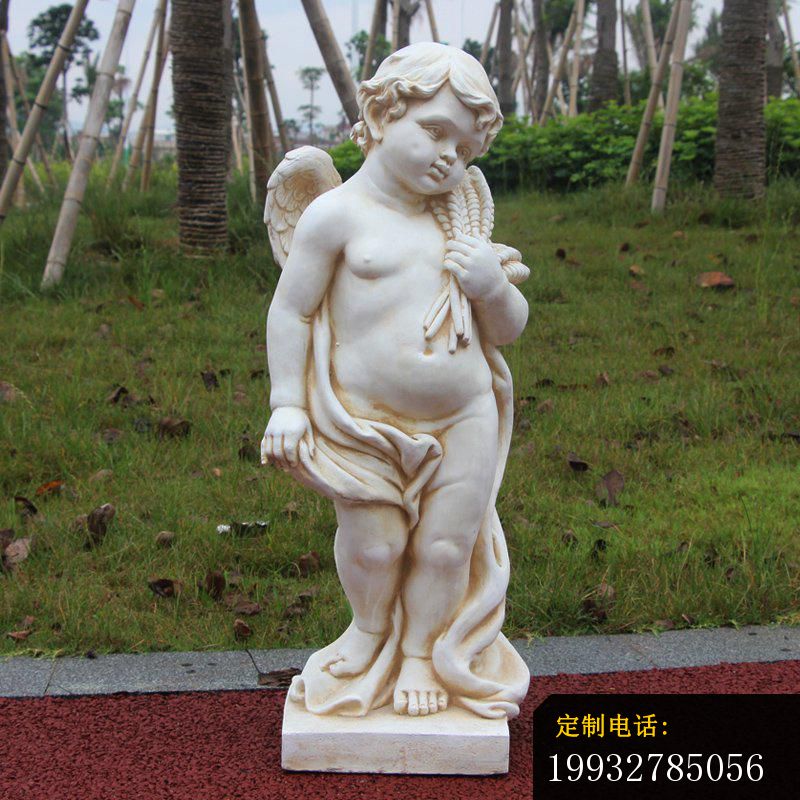 抱着麦穗的小天使石雕汉白玉西方人物雕塑_800*800