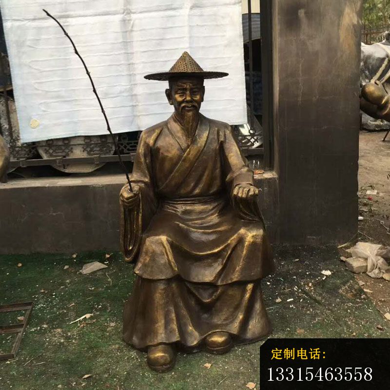 钓鱼的渔翁铜雕，古代人物铜雕 (4)_800*800