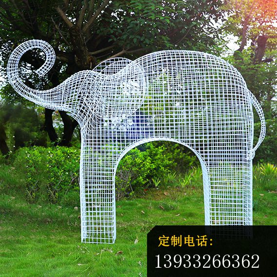 园林不锈钢镂空大象雕塑_569*569