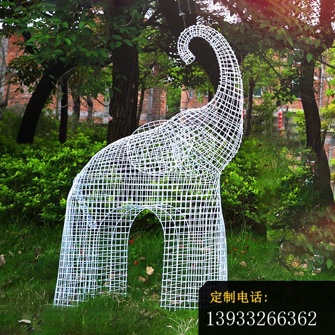 公园不锈钢镂空大象雕塑_655*655