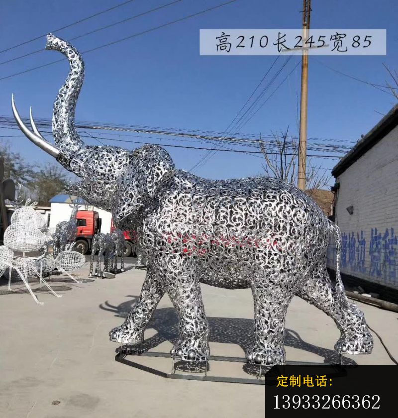 不锈钢镂空大象造型雕塑_800*840