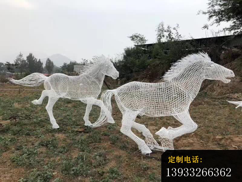不锈钢镂空群马奔跑摆件雕塑_800*600