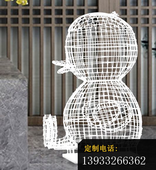 不锈钢镂空鸭子雕塑_532*582