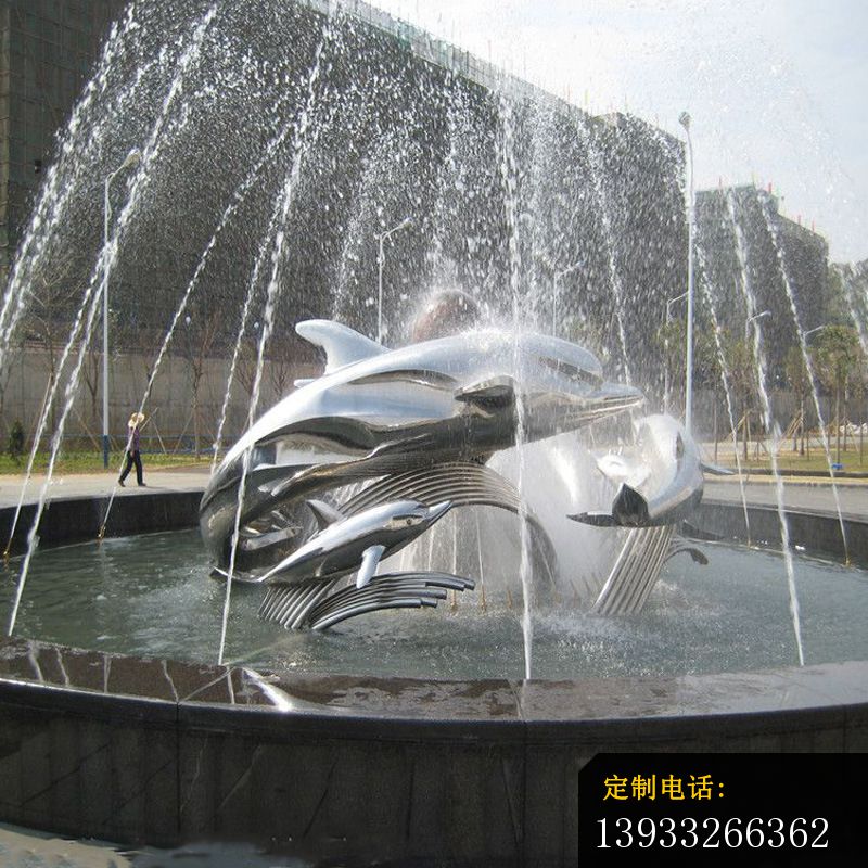 不锈钢商场大型景观鱼喷泉雕塑_800*800