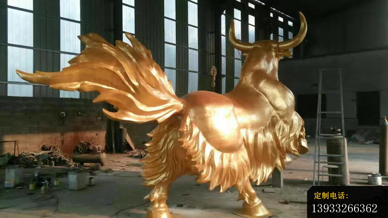 广场不锈钢钛金耗牛雕塑_1280*720