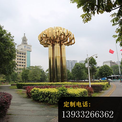 不锈钢钛金色树木雕塑_510*510
