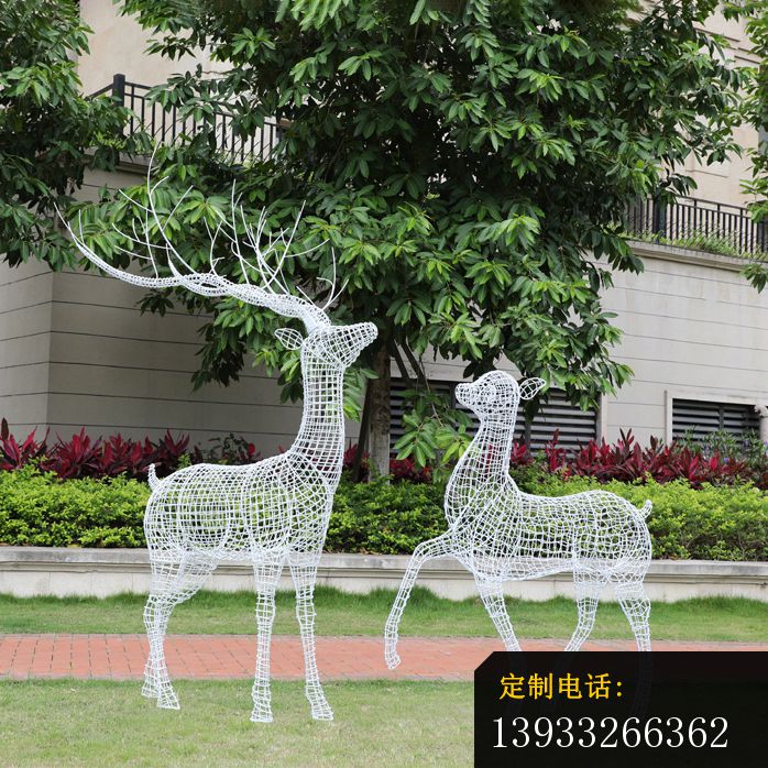 不锈钢铁艺镂空鹿造型雕塑_698*698