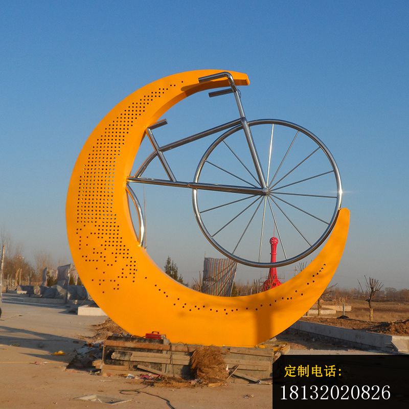 不锈钢月亮自行车雕塑_800*800