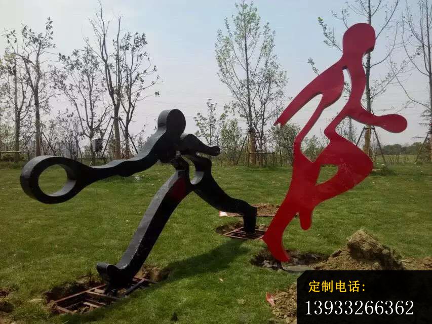 不锈钢艺术运动人物雕塑_853*640