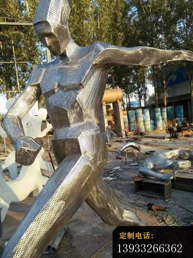 不锈钢运动抽象人物雕塑_640*854