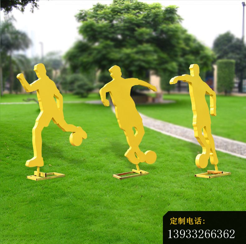 公园不锈钢运动踢足球人物雕塑_790*784