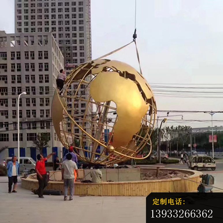 广场不锈钢镂空地球仪雕塑_773*773