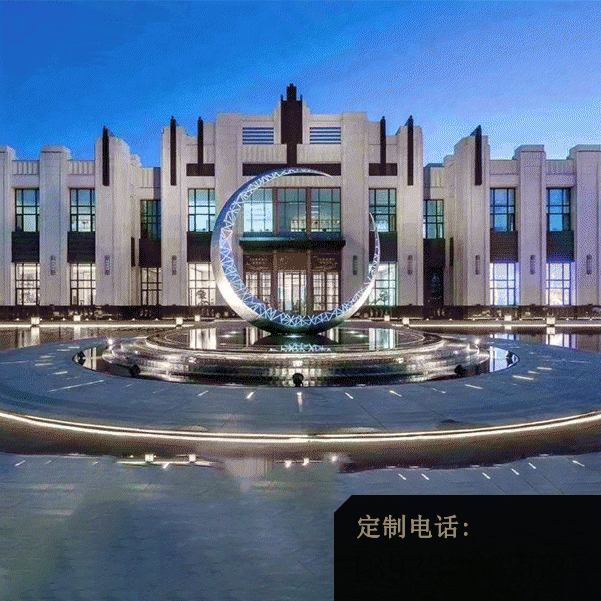 城市不锈钢月亮摆件雕塑_601*601