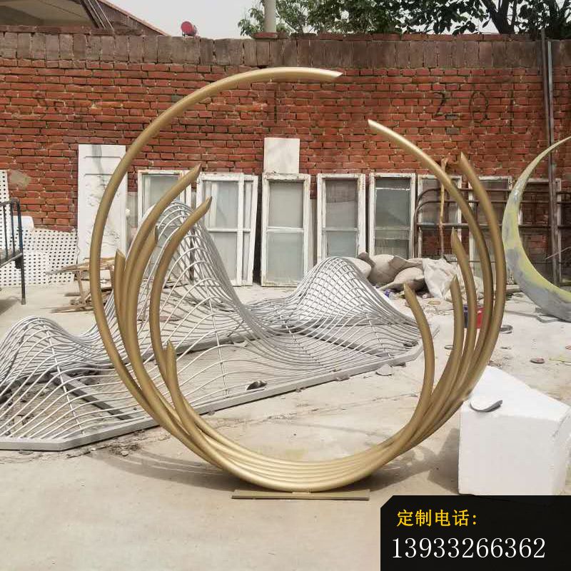 园林抽象不锈钢圆环雕塑_800*800