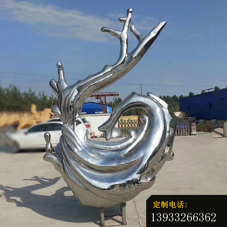 创意不锈钢抽象海浪雕塑_750*750
