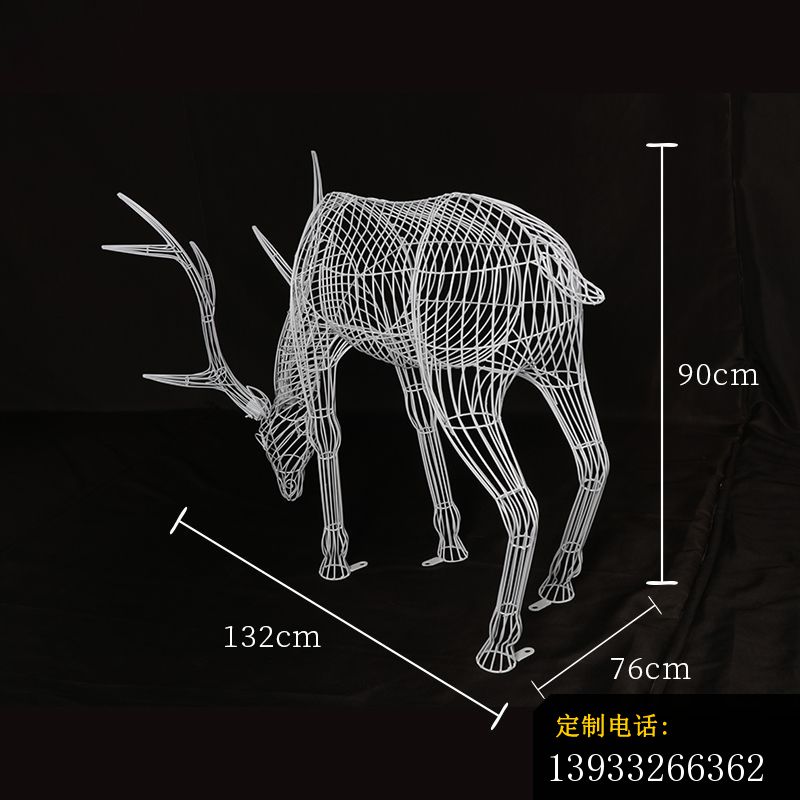 户外低头麋鹿镂空不锈钢雕塑_800*800