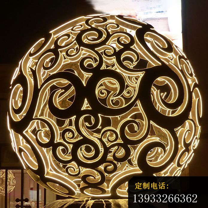 不锈钢发光镂空球雕塑_695*695