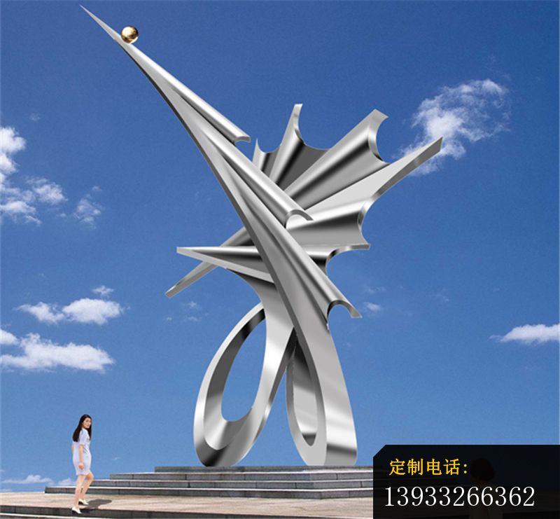 广场飞跃不锈钢抽象雕塑_800*741