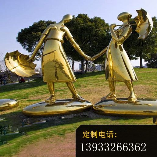 公园不锈钢抽象情侣雕塑_515*515