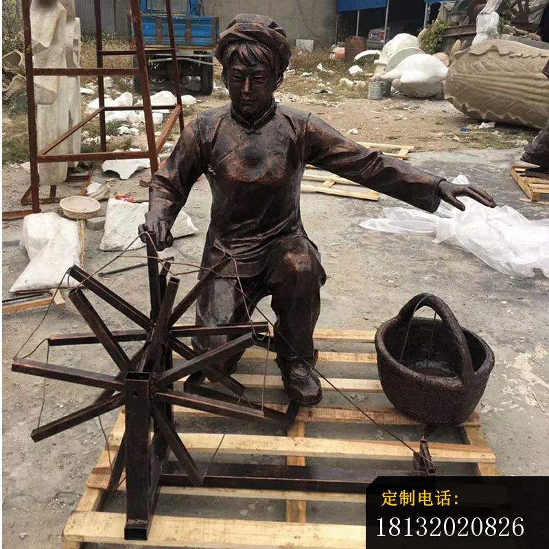 民俗纺织人物铜雕 (1)_800*800