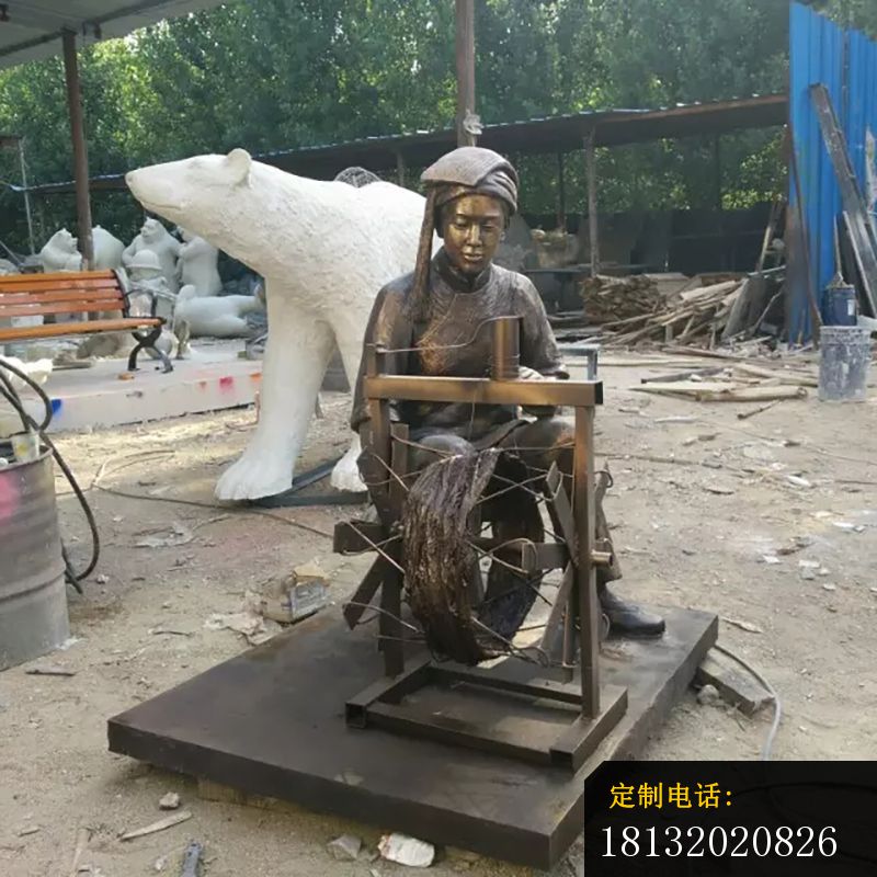 民俗纺织人物铜雕 (3)_800*800