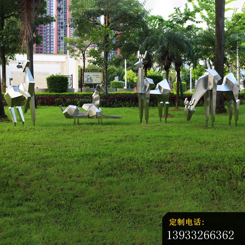 福鹿双至几何不锈钢摆件雕塑_790*790