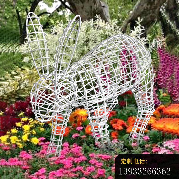 公园镂空不锈钢兔子摆件雕塑_750*750