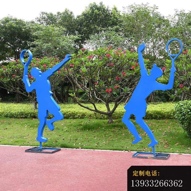户外打羽毛球人物不锈钢雕塑_800*800