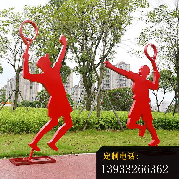 户外羽毛球运动不锈钢雕塑_579*579