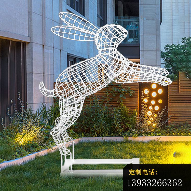花园不锈钢镂空兔子雕塑_750*750