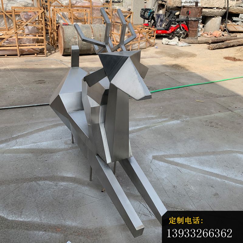 园林几何不锈钢鹿雕塑_800*800