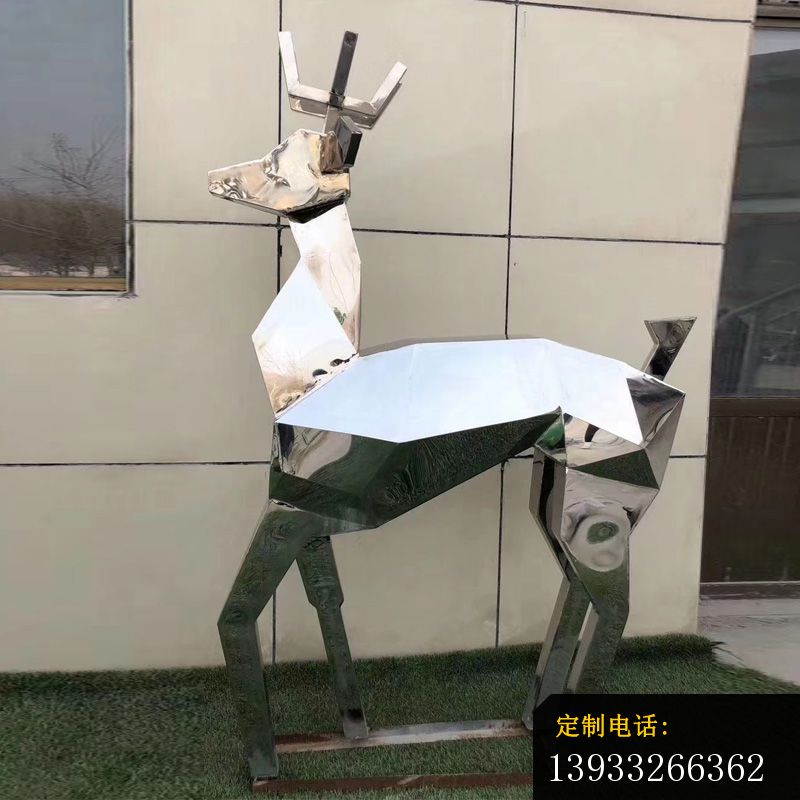 公园几何不锈钢鹿雕塑_800*800
