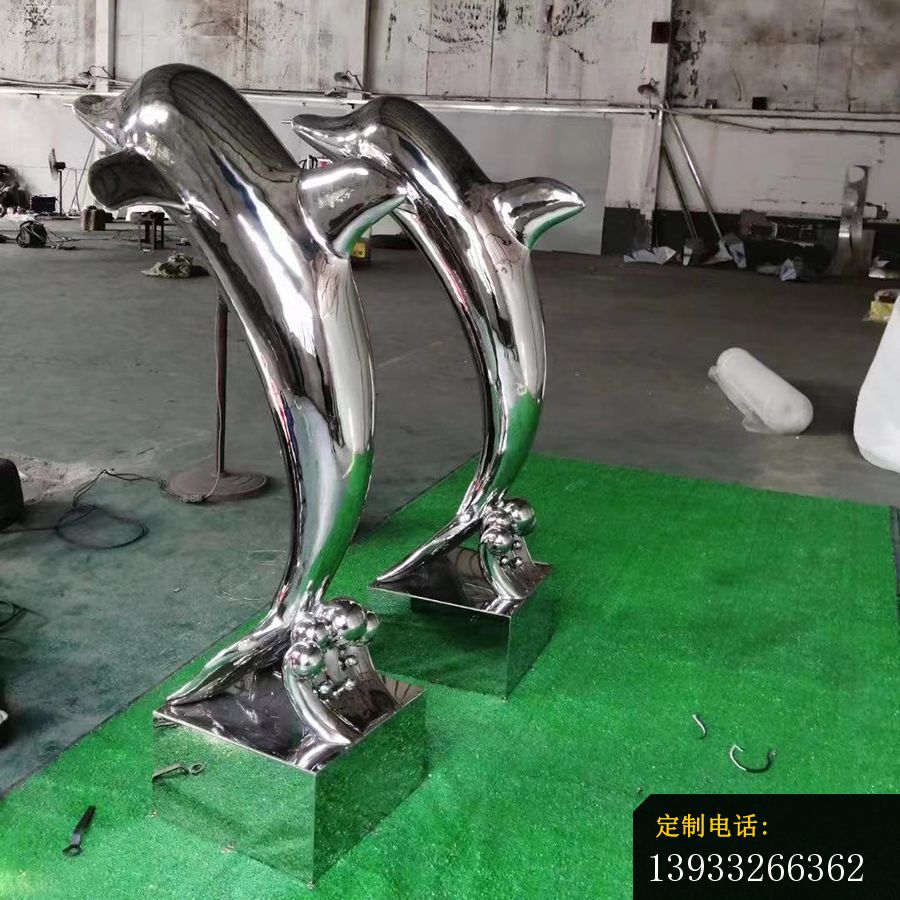 镜面不锈钢海豚雕塑_900*900