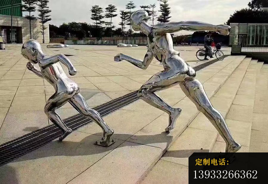 镜面不锈钢跑步人物雕塑_900*618