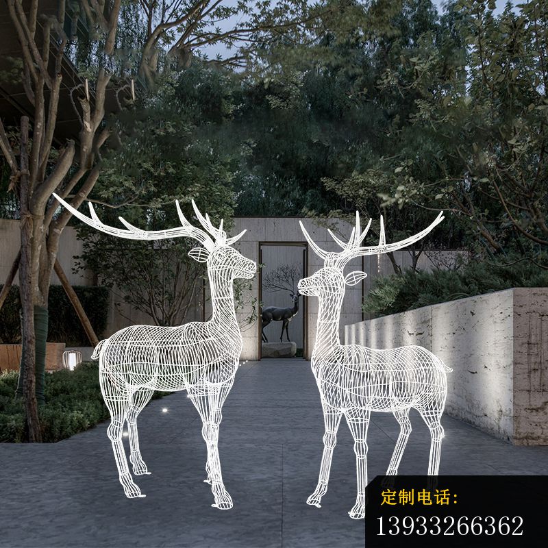 酒店不锈钢镂空鹿雕塑_800*800