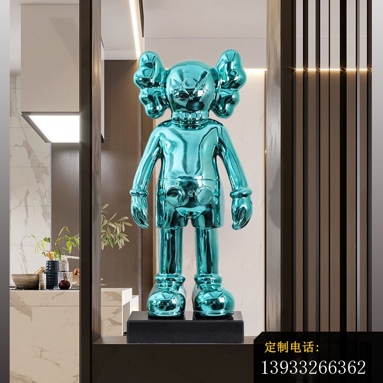 蓝色动漫不锈钢机器人摆件雕塑_790*790