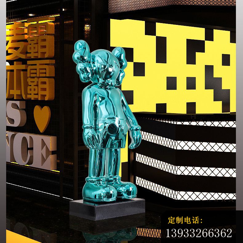 商场蓝色动漫不锈钢机器人雕塑_790*790