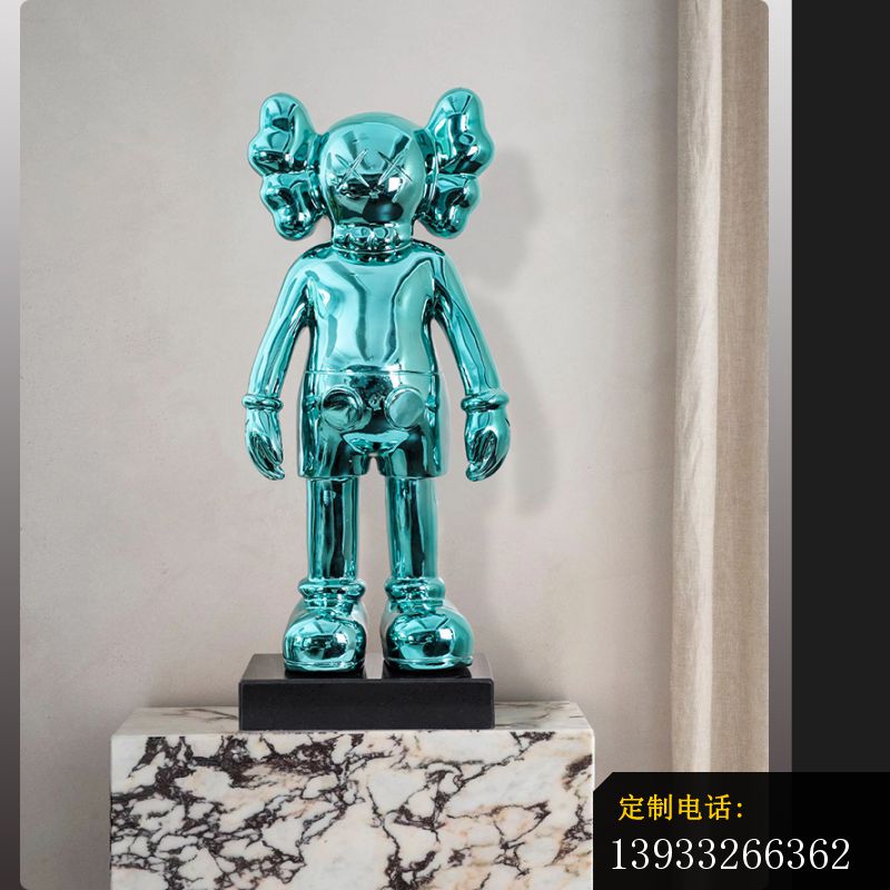 室内蓝色动漫不锈钢机器人雕塑_800*800