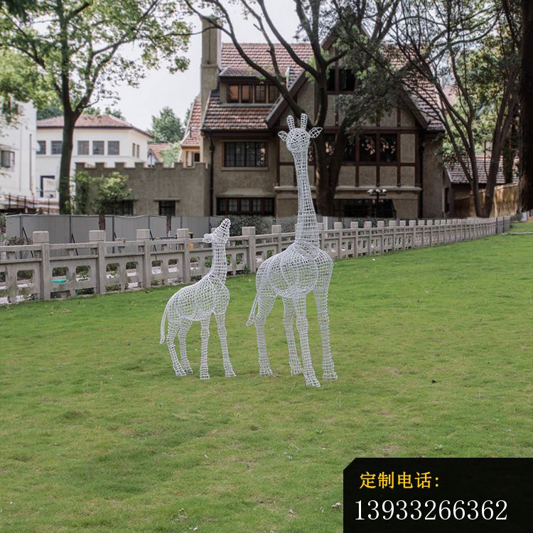 景观不锈钢镂空长颈鹿雕塑_750*750