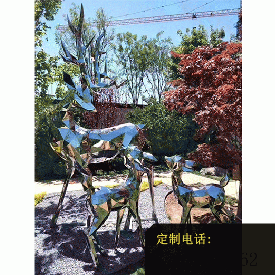 旅游区抽象不锈钢鹿雕塑_566*566