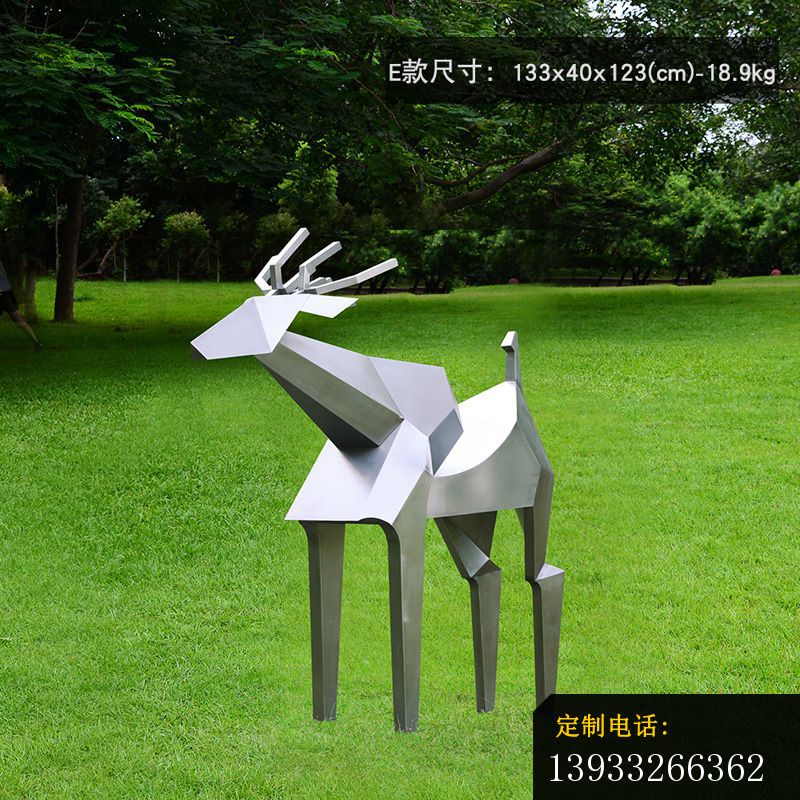 不锈钢几何小鹿雕塑_800*800