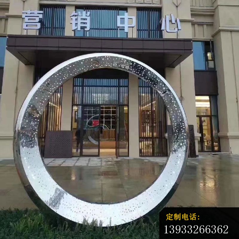 售楼部镜面圆环不锈钢标志雕塑_800*800