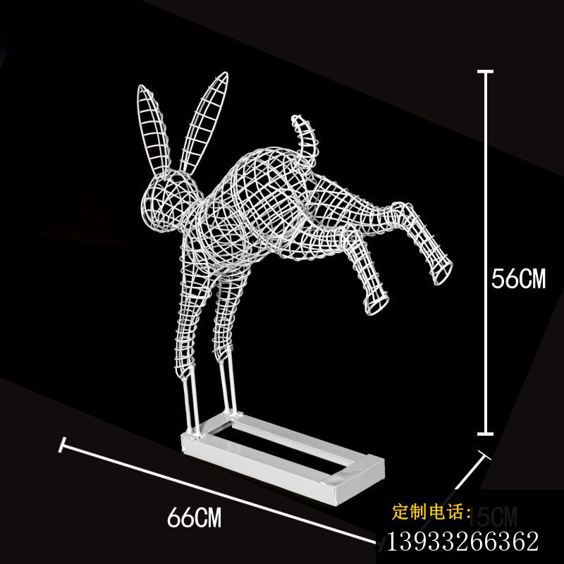 不锈钢镂空跳跃兔子雕塑_800*800